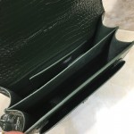 YSL Sunset Chain Croc Bag Green