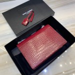 YSL Sunset Chain Croc Bag Red