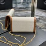 Saint Laurent uptown chain wallet in grain de poudre canvas