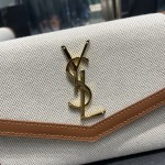 Saint Laurent uptown chain wallet in grain de poudre canvas