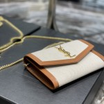 Saint Laurent uptown chain wallet in grain de poudre canvas