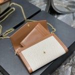 Saint Laurent uptown chain wallet in grain de poudre canvas