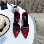 YSL Anja D Orsay Pumps in Patent Leather Red