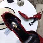 YSL Anja D Orsay Pumps in Patent Leather Red