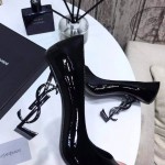 YSL opyum pump in patent leather with black heel black