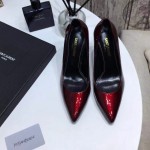 YSL opyum pump in patent leather with black heel hot red