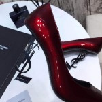 YSL opyum pump in patent leather with black heel hot red