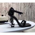 YSL opyum sandals in patent leather with black heel