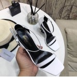 YSL opyum sandals in patent leather with black heel white